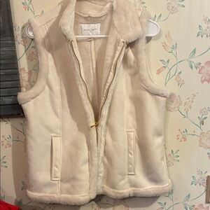 J. Crew Ivory Faux Fur Vest